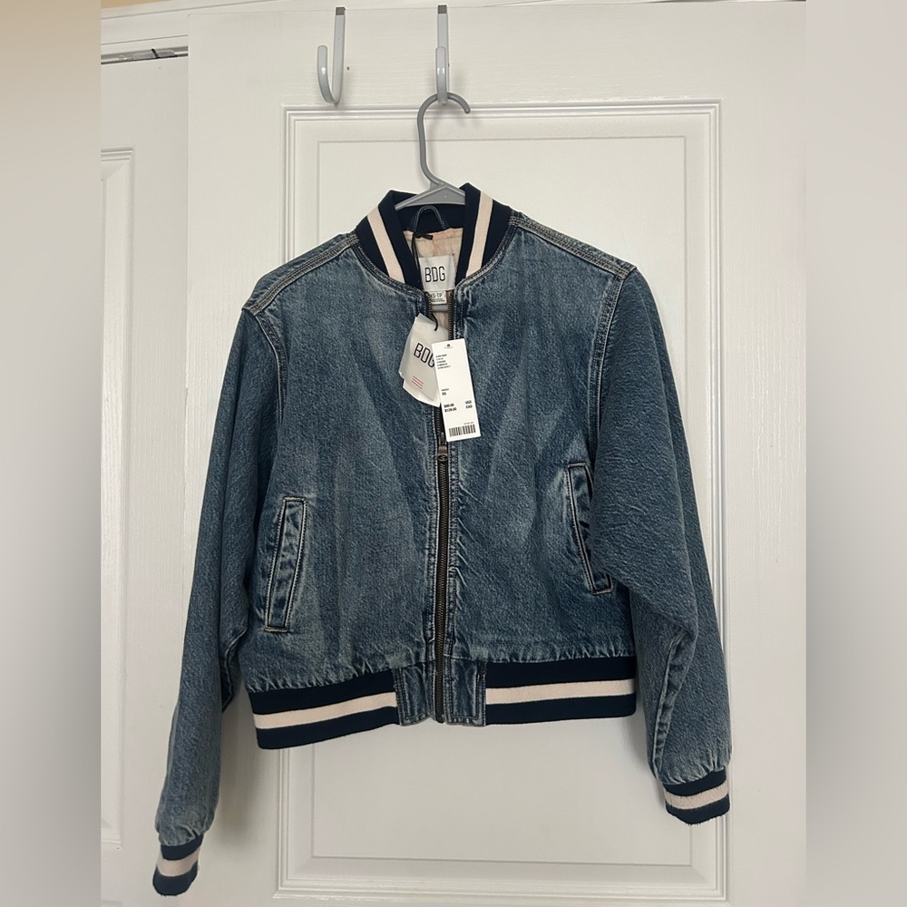 NWT BDG Urban Outfitters Denim Bomber Varsity Jacket Lined